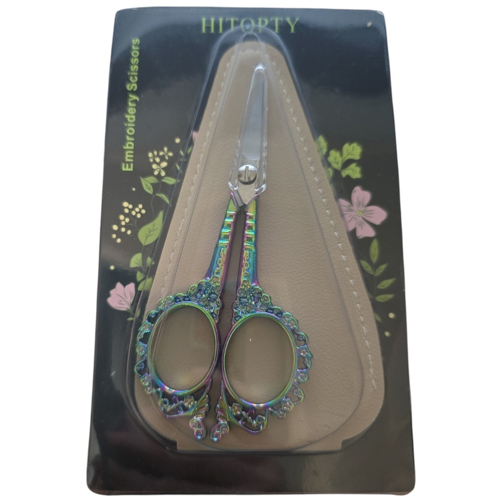 HITOPTY Iridescent Embroidery Scissors Vintage Ornate Floral Craft Shears New